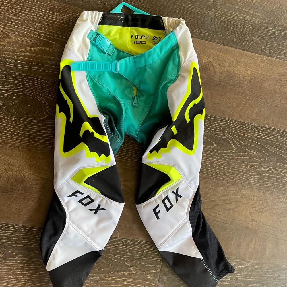 Fox Youth Motocross Pants - Black, White, and Green